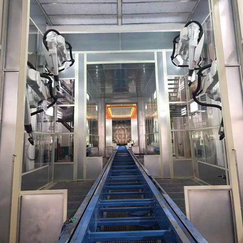 Linea di verniciatura a spruzzo per carcasse motori